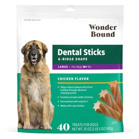 Ff17574 Wonder Bound Amazon Brand - Chicken Flavor Dental Sticks For Large Dogs Over 30 Lbs 6-r
