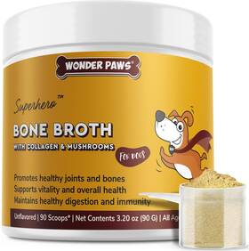Wonder Paws 850013947249 Bone Broth Powder For Dogs Organic Mushrooms Collagen Digestion Support