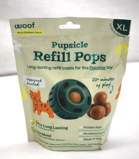 Woof 850017717800 Pupsicle Refill Pops Peanut Butter And Chicken Flavor Xl 5 Treats 12 Oz
