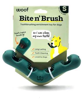 Woof 860011920717 Bite Nft Brush Small Treat Holder Tough Non Toxic For Dogs 7 Inches
