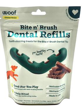 Woof 860011920724 Bite Nft Brush Dental Chicken Teeth Cleaning Refills For Dog Toothbrush