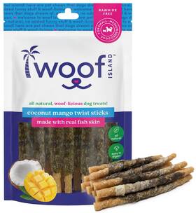 Woof Island 850028213926 Coconut Mango Twist Sticks - Healthy Natural Dog Treats Rawhide Free Long L