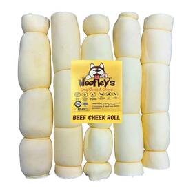 5543 Woofleys 657381131870 9-10 Inch Buffalo Beef Cheek Roll - 5 Count Rolls For Dogs Long L