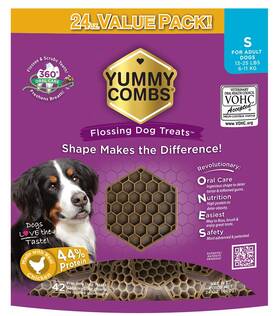 Yummy Combs 400677008392 Dog Dental Treats Vet Vohc Approved Delicious Chicken Protein Removes T