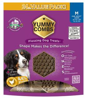 Yummy Combs 400677008460 Dog Dental Treats Vet Vohc Approved Delicious Chicken Protein Removes T