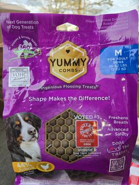 Yummy Combs 840067700419 Dog Dental Treats Vet Vohc Approved Delicious Chicken Prote Inch