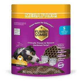Yummy Combs 840067701447 Dog Dental Treats Vet Vohc Approved Delicious Chicken Protein Removes Tart