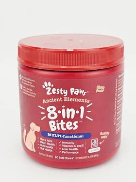 Bb11 Zesty 810030590798 Paws 8 In 1 Bites Mutli Functional Dog Vitamins 90 Soft Chews Bb11/25
