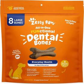 Zesty Paws 810030592525 All-in-one Functional Dental Bone Chews For Large Dogs 8 Bones