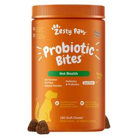 Zesty Paws 810030595847 Probiotic Gut Health Bites For Dogs Bacon Flavor 160 Soft Chews