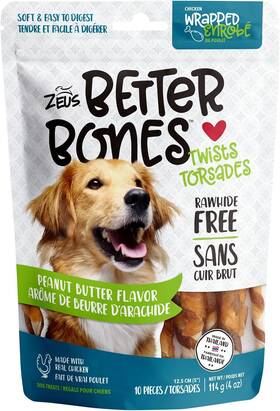 92750 Zeus Better Bones Twists Dog Treats Peanut Butter 1 Count Pack Of