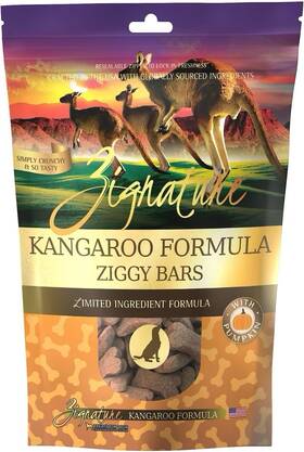 Zignature 888641132362 2 Pack Ziggy Bars Limited Ingredient Dog Treats Kangaroo Formula 12oz