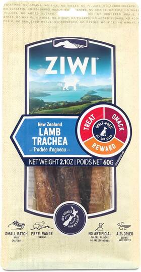 Ziwi Peak 421016595693 New Zealand Lamb Trachea All Natural Dog Chews. Air Dried 2.1oz