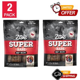 Zoe 313106084059 Super Bars Beef Recipe Pet Dog Snacks Treats 2/2lb Bags 2 Pack