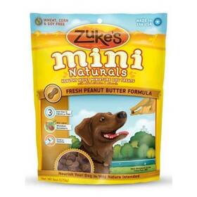 00025 Zukes 8 Pack - Mini Naturals Dog Treats Peanut Butter 6 Oz. Pouch