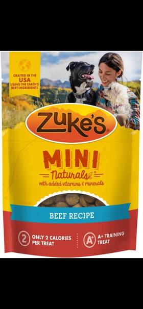 1b3003 Zukes Mini Naturals Beef Recipe Soft Chews Training Treats Adult All Breed Dog