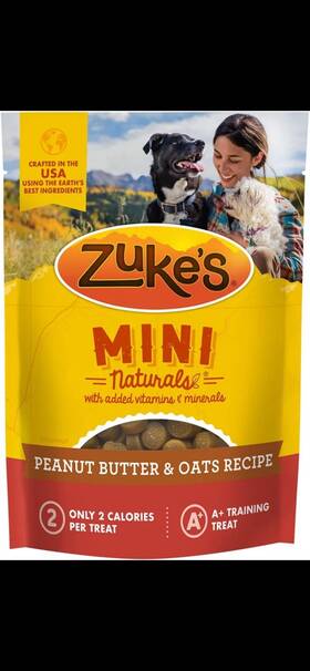 C300123 Zukes Mini Naturals Peanut Butter And Oats Recipe Training Treats Dog