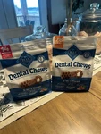2-PACK Lot Blue Buffalo Dental Chews Dog Chicken Spearmint 11.3 Oz 08/25 3-IN-1. Fixed Price $29.24.