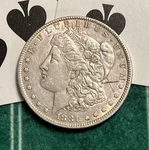 Early 1881 Morgan $1 90% Silvr Wild West Silver Dollar Personal Mark U.s. Coin. Fixed Price $79.00.