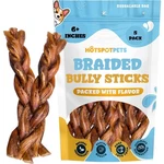 Braided Bully Sticks For Dogs - 6 Inch Bones (5 Pack) Natural Long La.... Fixed Price $34.61.