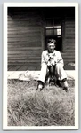 Photograph Picture Family Snapshot Vintage Man With Dog Pet Front Porch. Fixed Price $5.77.