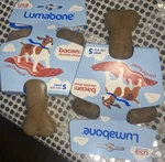 2- Lumabone Bacon Durable Dog Chew, For Aggressive Chewers-small. Fixed Price $19.99.