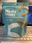 Wiggles & Wags Meaty Sticks Dog Treats Bacon, Cheese Chicken. Fixed Price $14.00.
