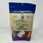 Golden Rewards Sweet Potato Wrapped With Duck Dog Treats, 16 Oz Resealable Bag. Fixed Price $12.37.