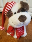 Cute Plush Santa Dog With Scarf That Says "tis So Sweet To Trust In Jesus". Fixed Price $8.49.