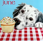 English Setter Cupcake June Dog Days Poster Calendar 14 X 11" Art Leigh Dwddcal. Fixed Price $19.49.