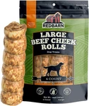 All-natural Large Beef Cheek Rolls For Dogs, Chicken & Carrot Glazed Single. Fixed Price $44.99.