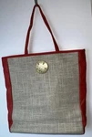 Mud Pie Sea Life Tan Tote Bag Gold Sand Dollar Red-orange Damaged. Fixed Price $6.95.