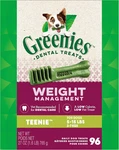 Greenies Weight Management Teenie Dental Dog Chews - 27 Ounces 96 Treats. Fixed Price $83.99.