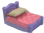2006 Mattel Fisher Price Loving Family Dollhouse Pink Purple Bed & Pillow K531. Fixed Price $11.01.