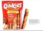 Hartz Oinkies Jerky Twists With Naturally Smoked Pork & Real Chicken Breast Dog. Fixed Price $13.90.