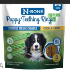N-bone Puppy Teething Rings Plus Chicken Flavor, 3 Count. Fixed Price $5.39.
