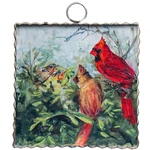 The Round Top Collection Mini Cardinal Family Print 6X6X1. Fixed Price $22.50.