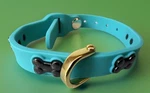 New Bonefly Puppy Dog Gift Collar Aqua Gold 4 Black Metal Charms Sz Xs. Fixed Price $29.00.