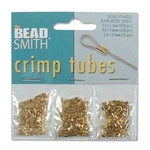 Crimps Tube Beads Gold-plated Assortment 41104 1.5MM, 2MM And 2.5MM. Fixed Price $6.40.