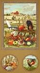 Autumn Harvest Pumpkin Puppy Dog Cotton Fabric Spx Bounty #24779 - 24"X44" Panel. Fixed Price $10.99.