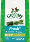 Two Greenies Fresh Mint Teenie Size 43 Count 12 Oz Dental Chew Treats For Dogs. Fixed Price $38.00.