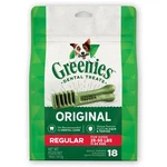 Greenies Original Dental Dog Treats 18 Count Natural Chews For Fresh Breath. Fixed Price $46.99.