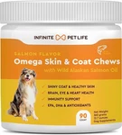 Infinite Pet Life Omega Skin & Coat Heart Chews With Wild Alaskan Salmon Oil 90C. Fixed Price $21.99.