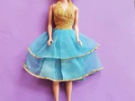 Vintage Superstar Barbie #9582 Best Buy Gold/blue Chiffon Party Dress 1970'S. Fixed Price $45.00.