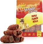 Jungle Calling Triple Flavor Rolls Dog Treats, Made With Real Chicken Duck Beef. Fixed Price $23.79.