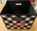 Petco Merry Makings Black & White Dog Foldable Fabric Toy Box, 14"X14". Fixed Price $12.99.