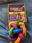 Multipet Nobbly Wobbly Rubber Ball With Bell, Dog Toy, 4". Fixed Price $10.00.