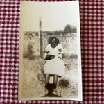 Antique Young Woman Holding Puppy Dog Cat Kitten Photographer Shadow. Fixed Price $6.99.