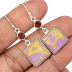 Natural Phosphosiderite Peru & Garnet 925 Silver Earrings Jewelry CE44304. Fixed Price $23.50.
