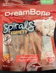 Dreambone Spiral Variety 18 Count Rawhide Free Dog Chews 7.3OZ Bag 10/25/2027. Fixed Price $14.99.